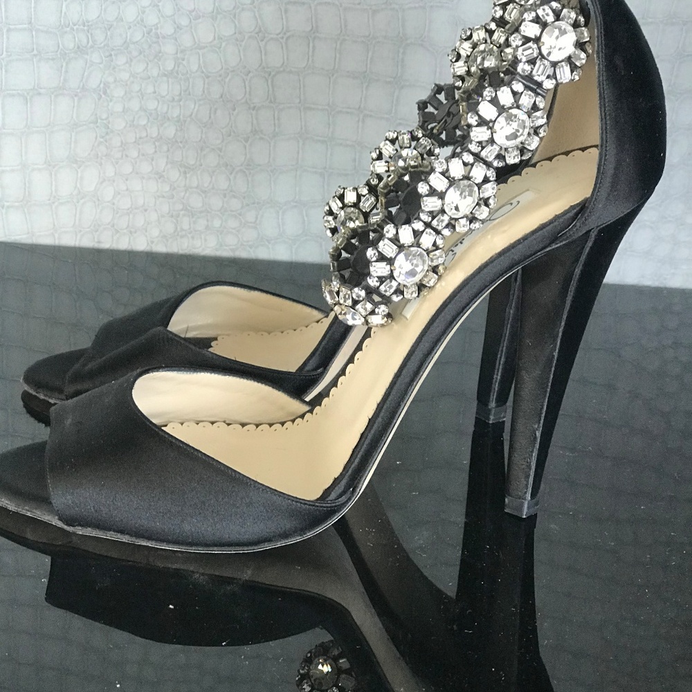 Oscar de la Renta Crystal Silk Evening Shoe